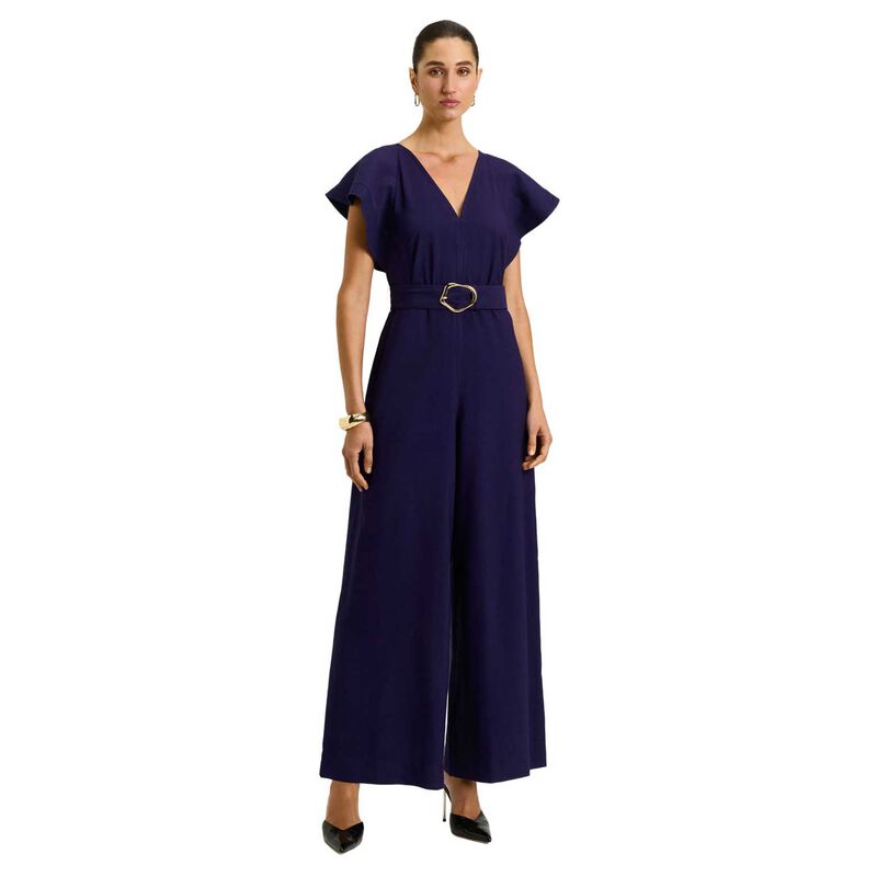 Veronika Maine Drapey Viscose Twill V Neck Jumpsuit image number 0